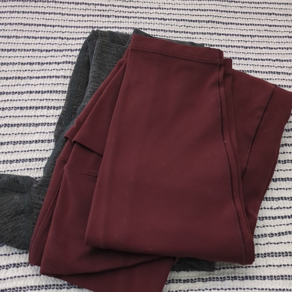 Aerie Real Me Extra 7/8 Leggings Hi Rise Deep Burgundy + Gray Leggings XS Two - Picture 1 of 10